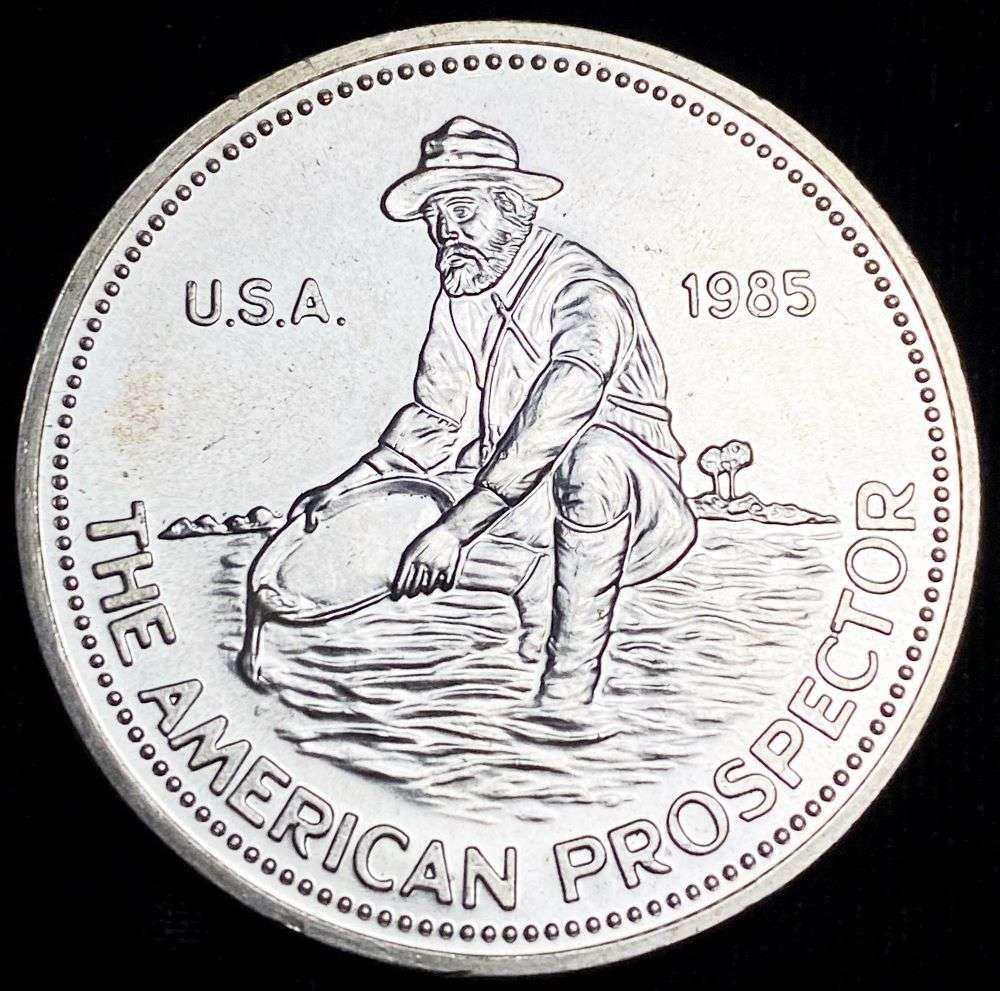 Vintage 1985 Engelhard American Prospector 1 ozt .999 Silver: Winner shall receive the exact coin shown here. (RR/B)
