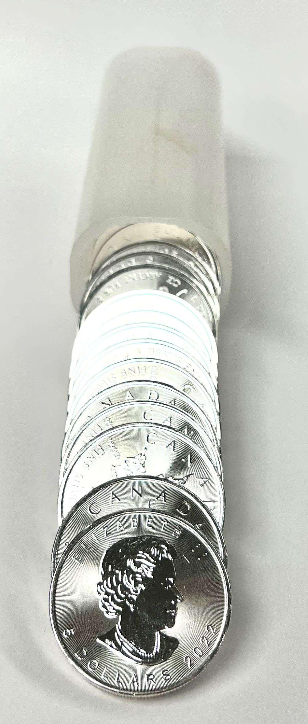 Last Minute! Roll (25-coins) 2022 Canada $5 Maple Leaf 1 ozt .9999 Silver (1 of 3)