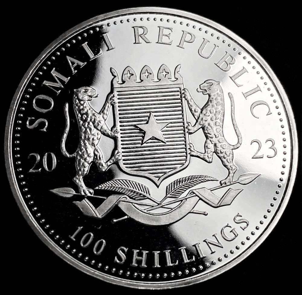 2023 Somali Republic 100 Shillings "African Wildlife" Proof 1 ozt .9999 Silver: Winner shall receive (1) coin precisely resembling the one shown here. (RR/B)