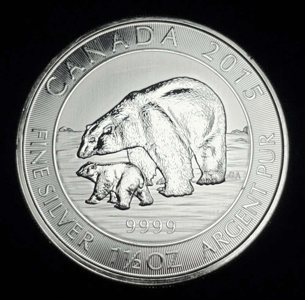 2015 Canada $8 Polar Bear 1.5 ozt .9999 Silver (1 of 3)