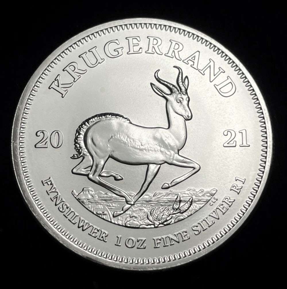 2021 South Africa Krugerrand 1 ozt Silver: Winner shall receive (1) coin precisely resembling the one shown here.(JM/UU)