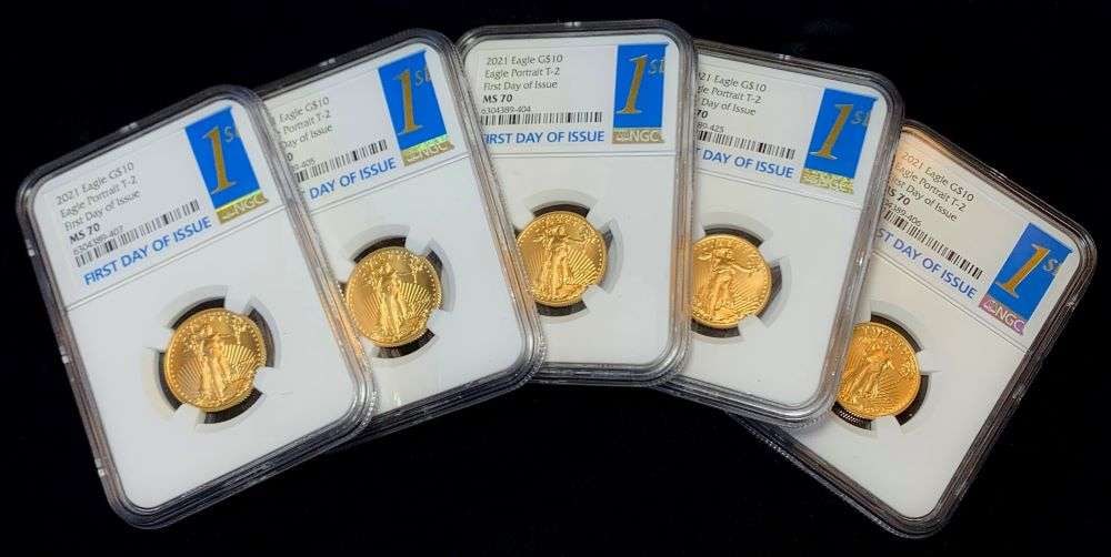 (1) 2021 $10 Gold Eagle Type 2 First Day NGC MS70 (1 of 7)