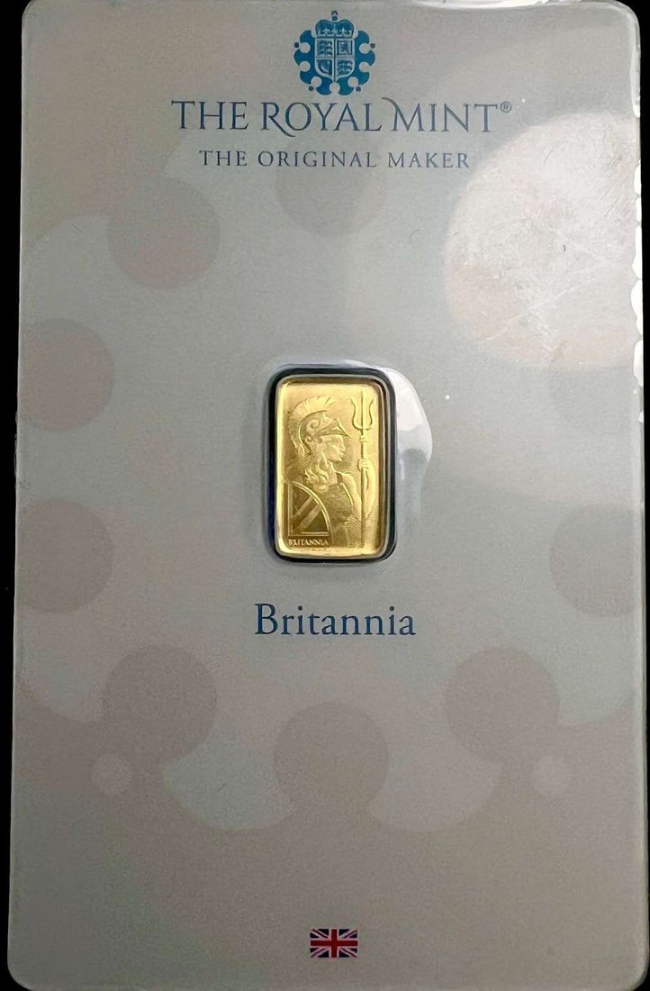 The Royal Mint Britannia 1g .9999 Gold Bar: Winner shall receive (1) bar precisely resembling the one shown here.(EP/B)