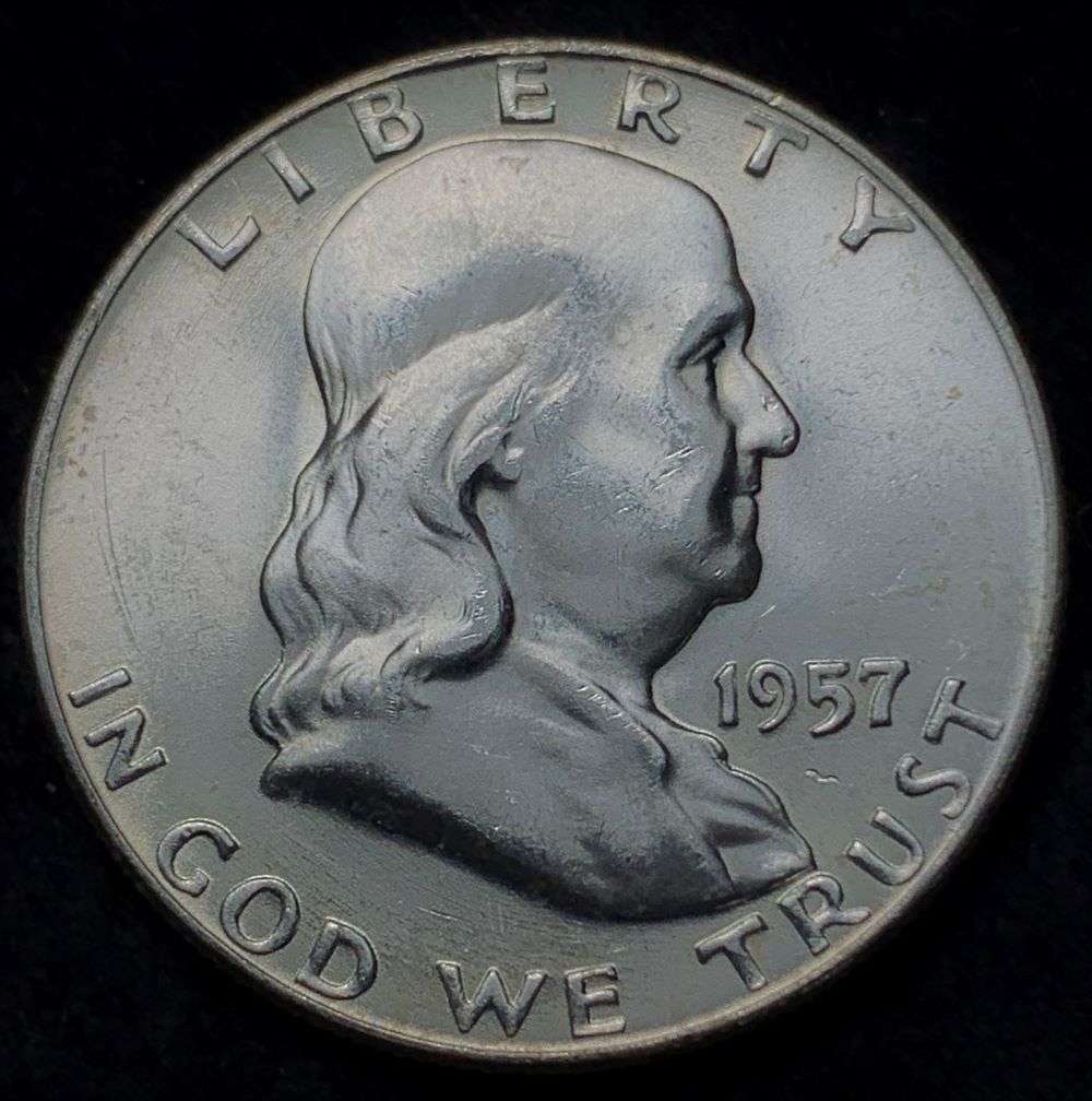 1957-D Franklin Silver Half Dollar MS65 (1 of 2)