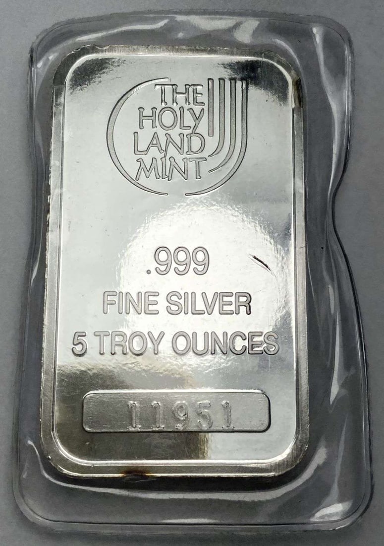 The Holy Land Mint "Jerusalem" 5 ozt .999 Silver Bar (1 of 3)