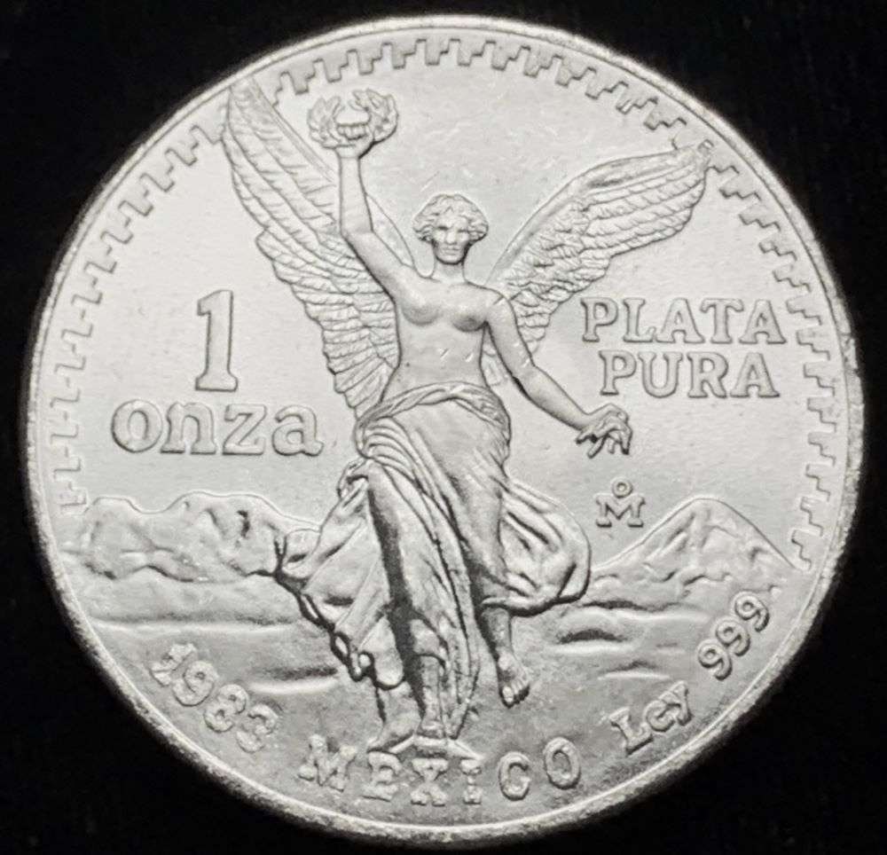1983 Mexican Libertad 1 ozt .999 Silver: Winner shall receive the exact coin shown here. (EP)