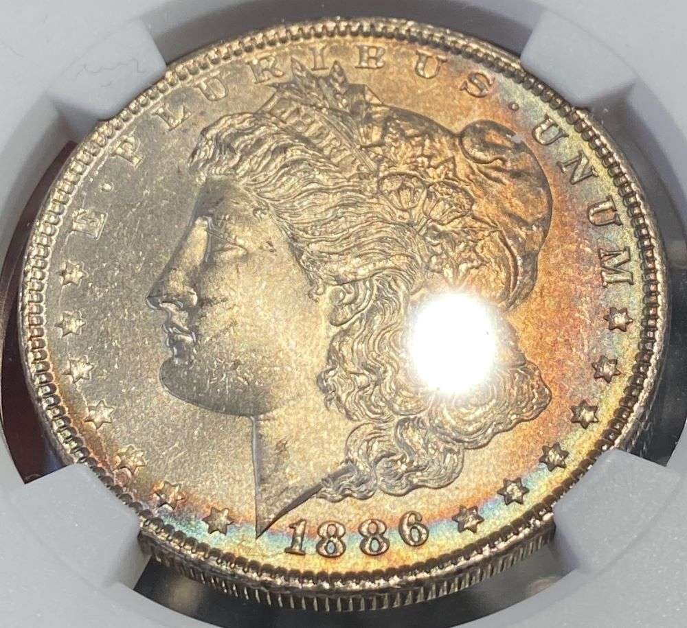 Toned 1886 Morgan Silver Dollar NGC MS63 (1 of 6)