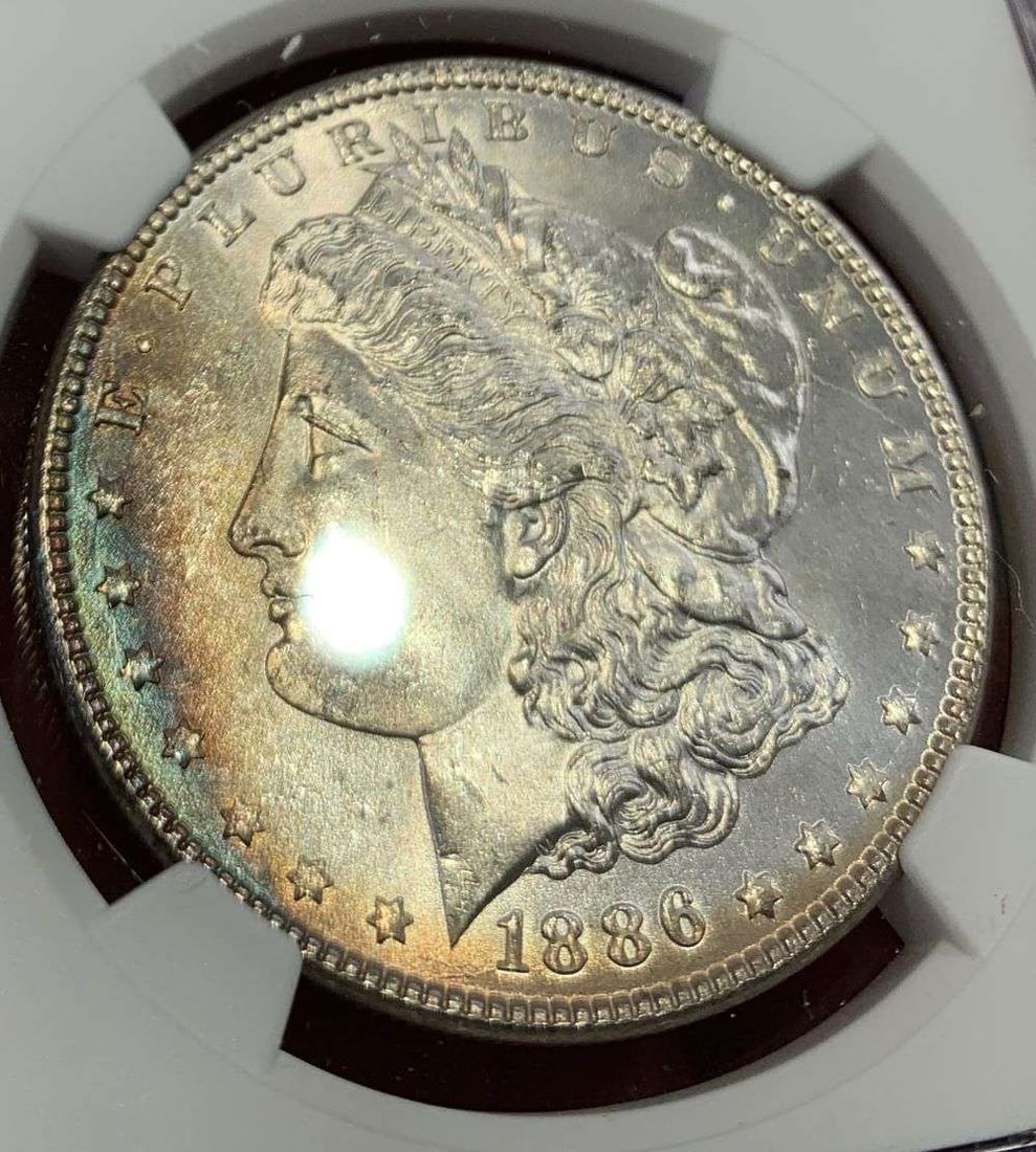 Toned 1886 Morgan Silver Dollar NGC MS64 (1 of 5)