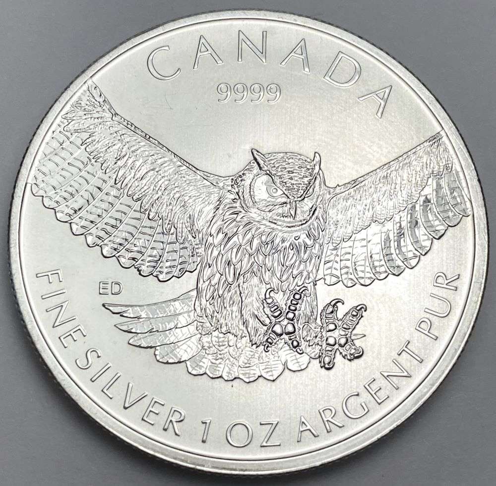 2015 Canada $5 Great Horned Owl 1 ozt .9999 Silver: Winner shall receive the exact coin shown here. (RR/B)