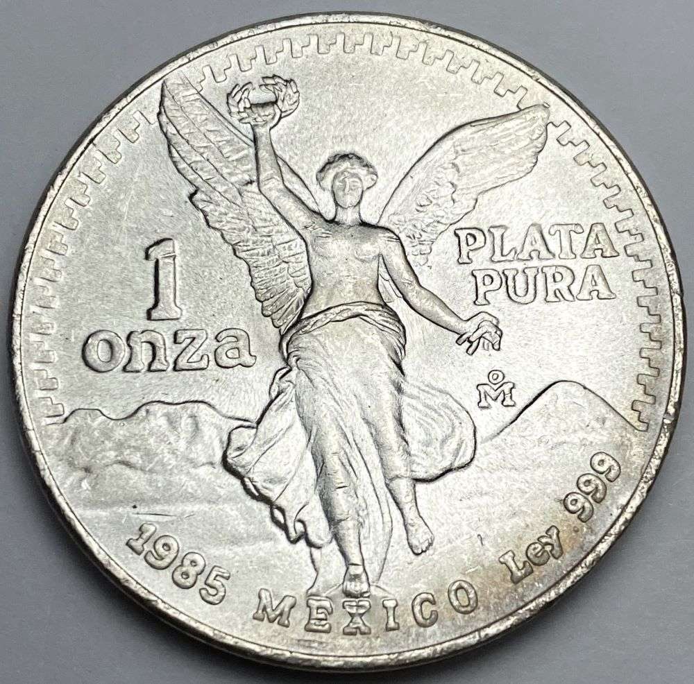 1985 Mexican Libertad 1 ozt .999 Silver: Winner shall receive the exact coin shown here. (RR/B)