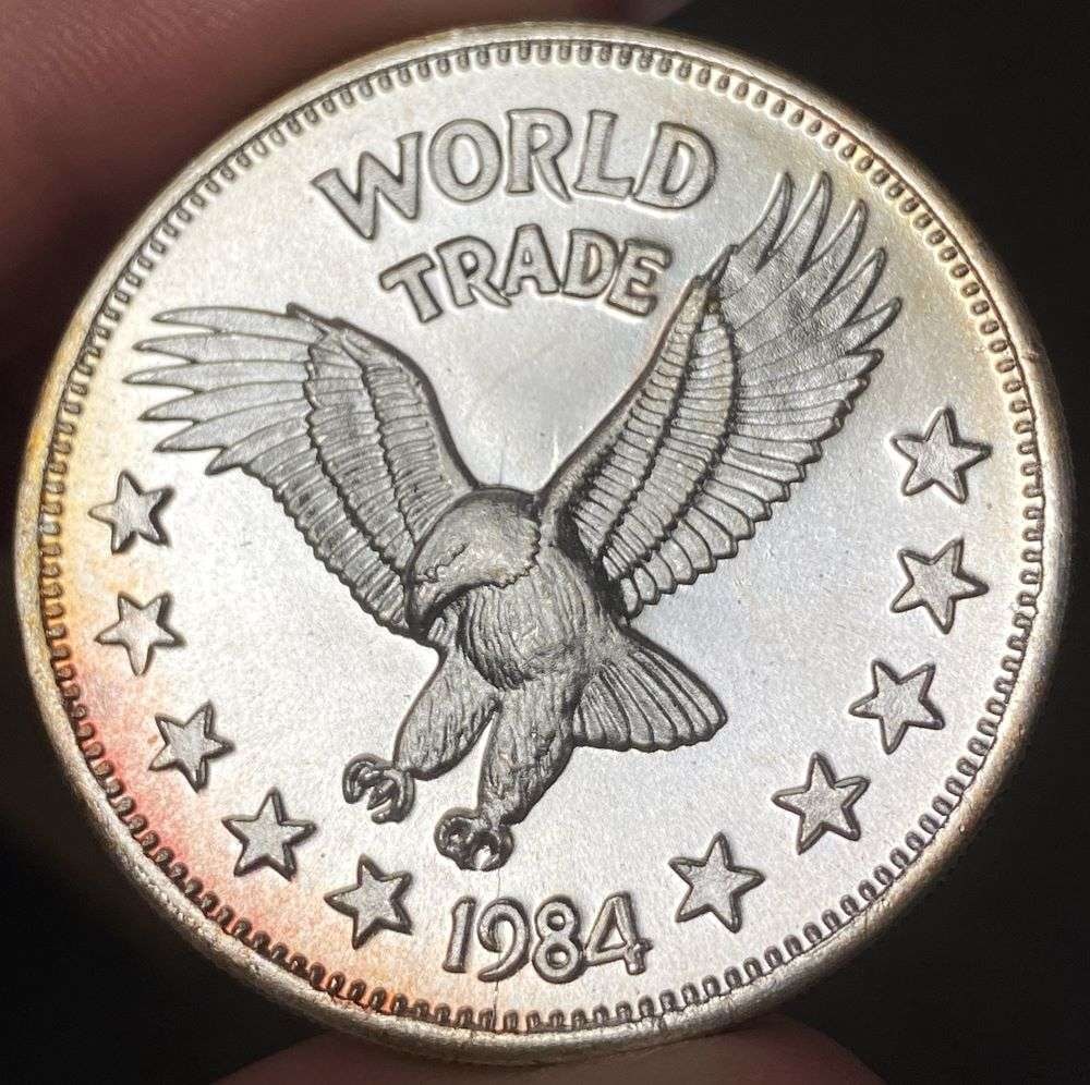 1984 World Trade Eagle One World Trade Unit 1 ozt .999 Silver: Winner shall receive the exact coin shown here. (RR/B)