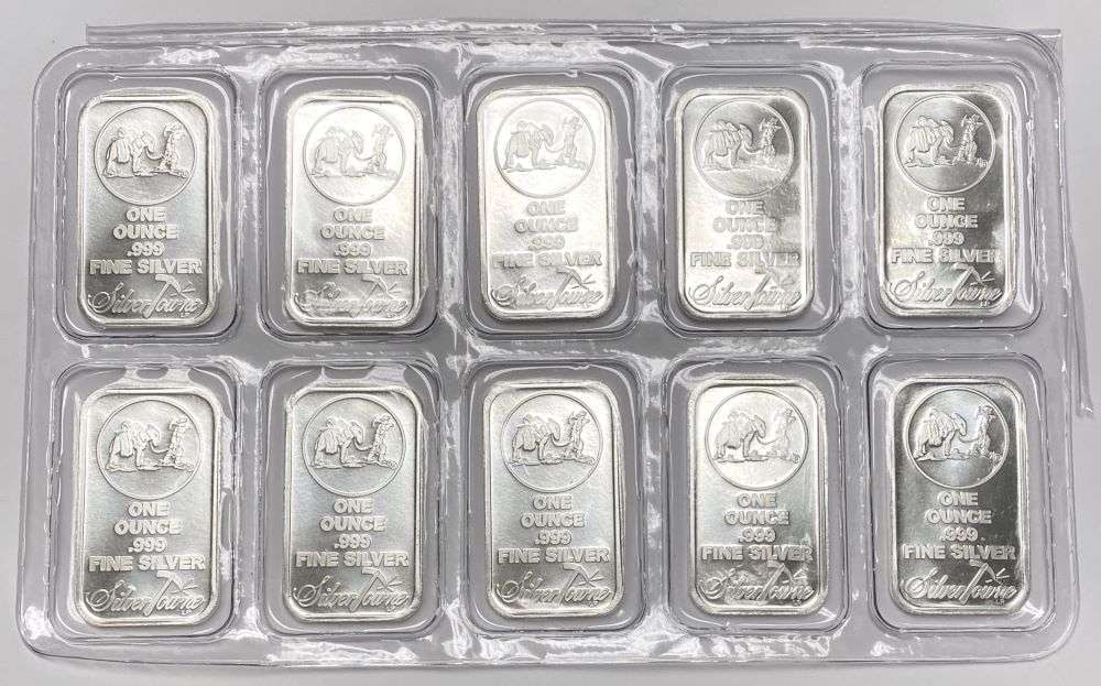 (10) SilverTowne Trademark 1 ozt .999 Silver Bar (1 of 6)