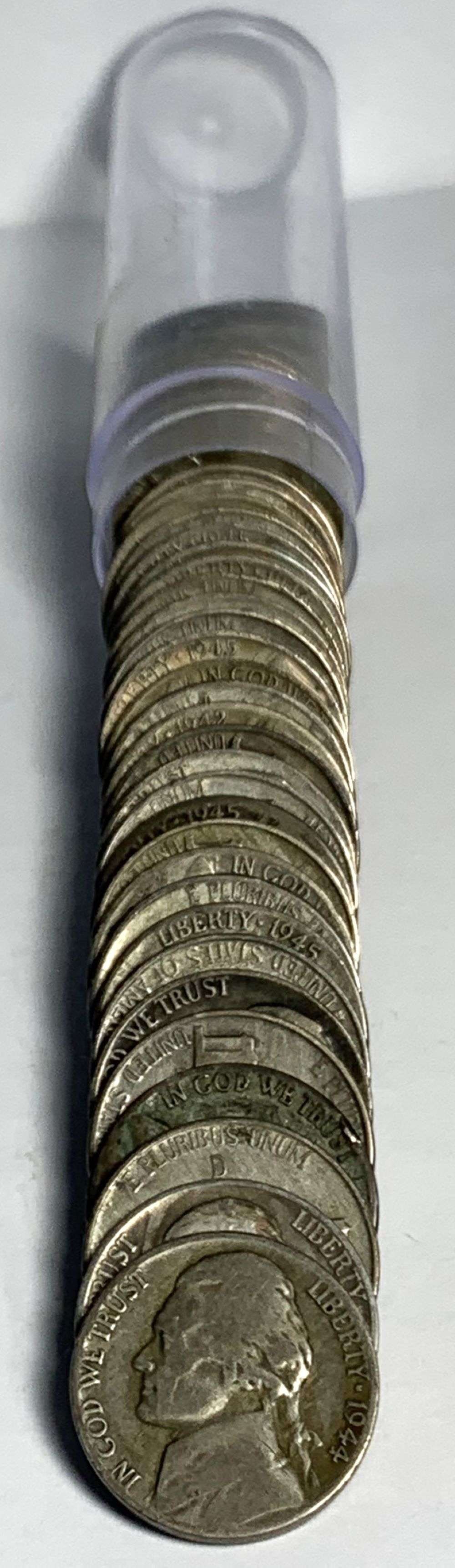 Roll (40-coins) Mixed Year Jefferson Silver War Nickels Average Circulated (1 of 3)
