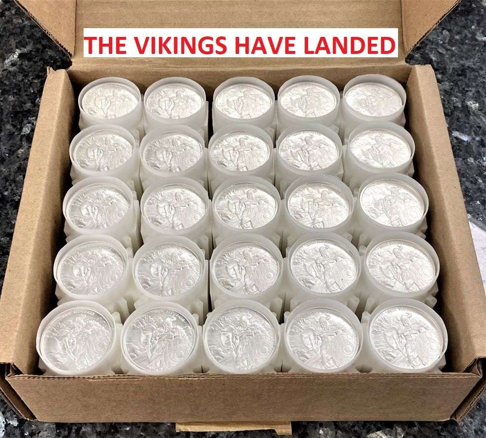 Roll (20) "The Vikings Have Landed" 1 ozt .999 Silver Round: Winner shall receive (1) roll (20-coins) precisely resembling the ones shown here. (RR/PFB)
