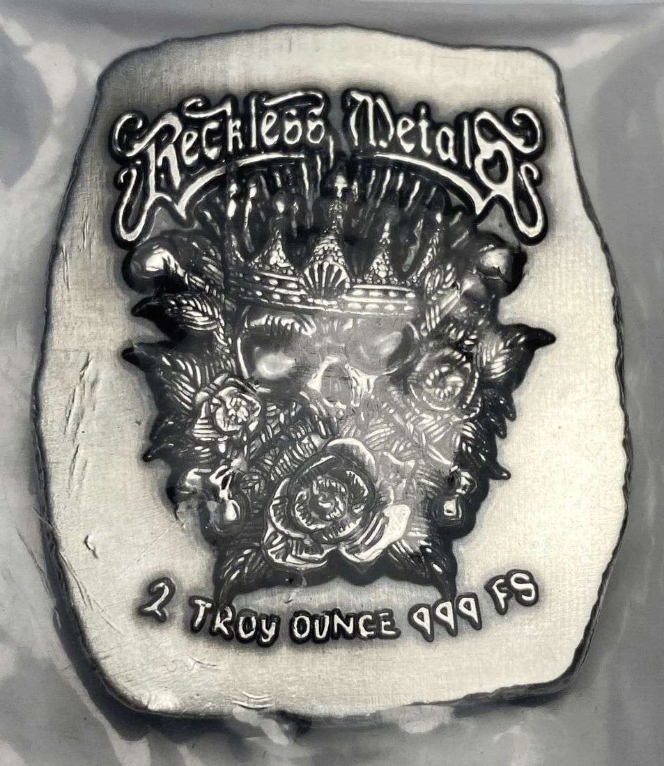 Reckless Metals 2 ozt .999 Silver Bar: Winner shall receive the exact bar shown here. (RR/B)