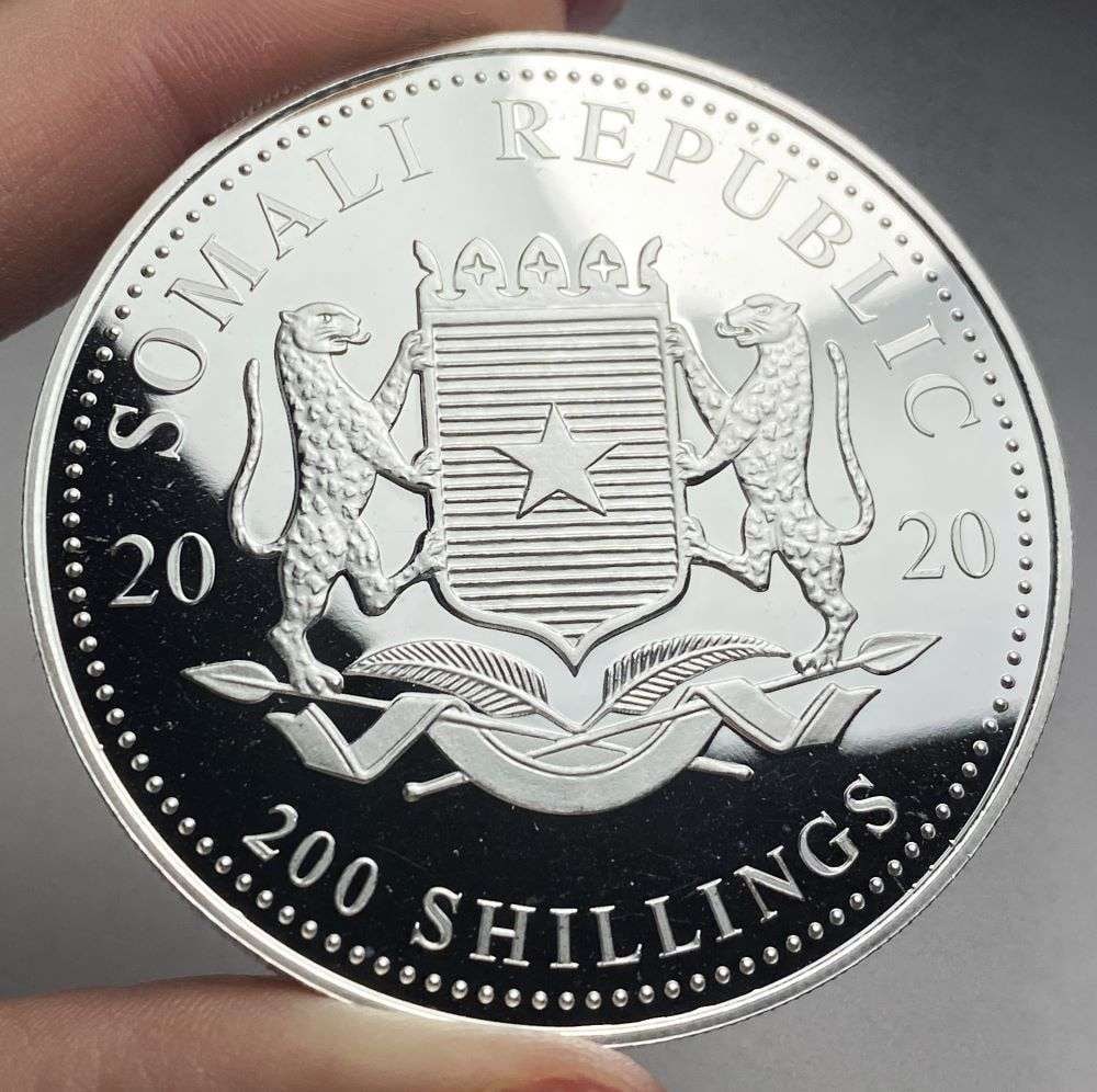 2020 Somali Republic 200 Shillings "African Wildlife Elephant" Proof 2 ozt .9999 Silver: Winner shall receive the exact coin shown here. (RR)