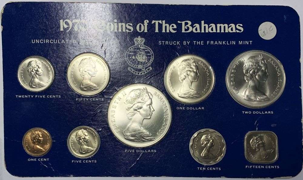Franklin Mint 1970 Coins Of The Bahamas Set (9-coins): Winner shall receive the exact set (9-coins) shown here. (EP/B)