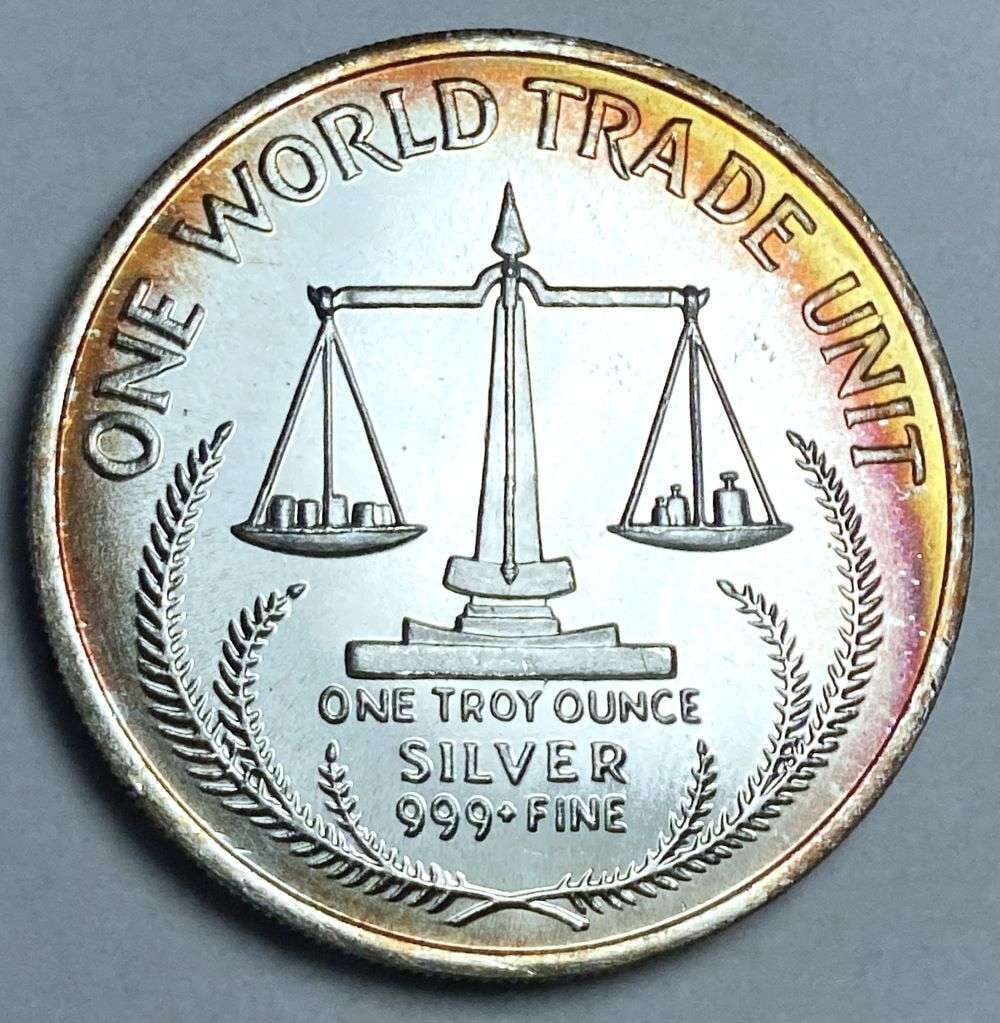 1984 World Trade Eagle One World Trade Unit .999 Silver 1 ozt: Winner shall receive the exact coin shown here. (CD/B)