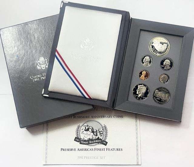 1991 U.S. Mint Mount Rushmore Silver Dollar Prestige Proof Set (7-coins) (1 of 5)