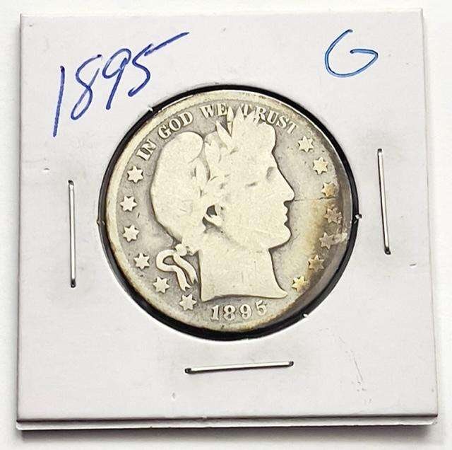 1895 Barber Silver Half Dollar Good (1 of 2)