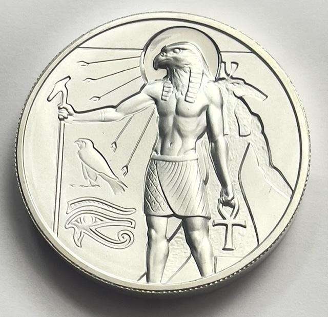Egyptian Gods Series Horus Design High Relief 2 ozt .999 Fine Silver (1 of 3)