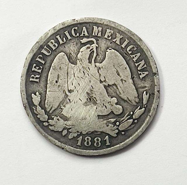 1881 Mexico 25 Centavos Silver Coin (1 of 2)