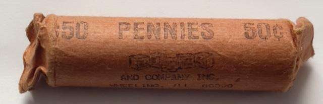 Lincoln Wheat Small Cent 50C Bank Roll (50-coins): Winner shall receive the exact roll shown here. (SJ/B)