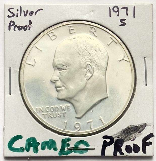 1971-S Eisenhower Proof Cameo Silver Dollar: Winner shall receive the exact coin shown here. (SJ/B)