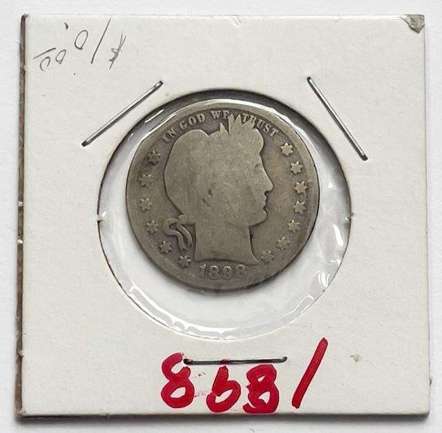 1898 Barber Silver Quarter "Good" (1 of 2)