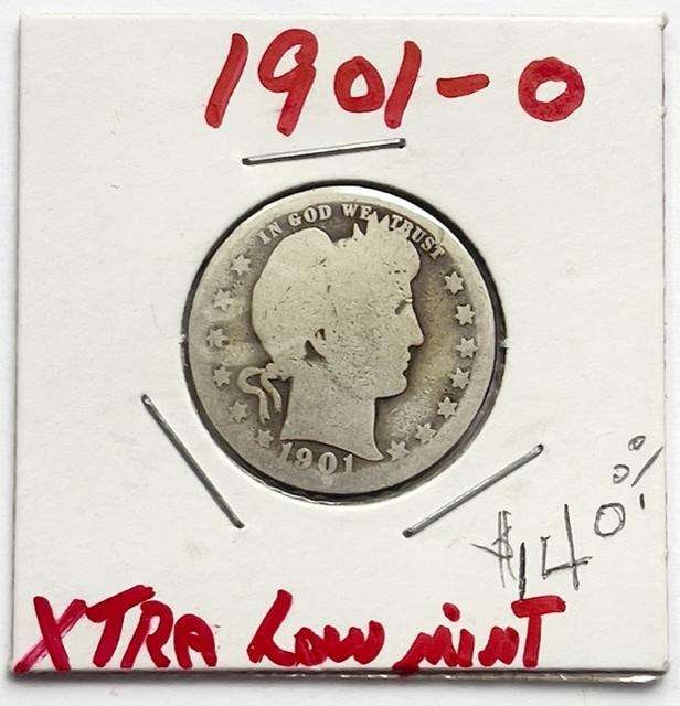1901-O Barber Silver Quarter "AG" (1 of 2)