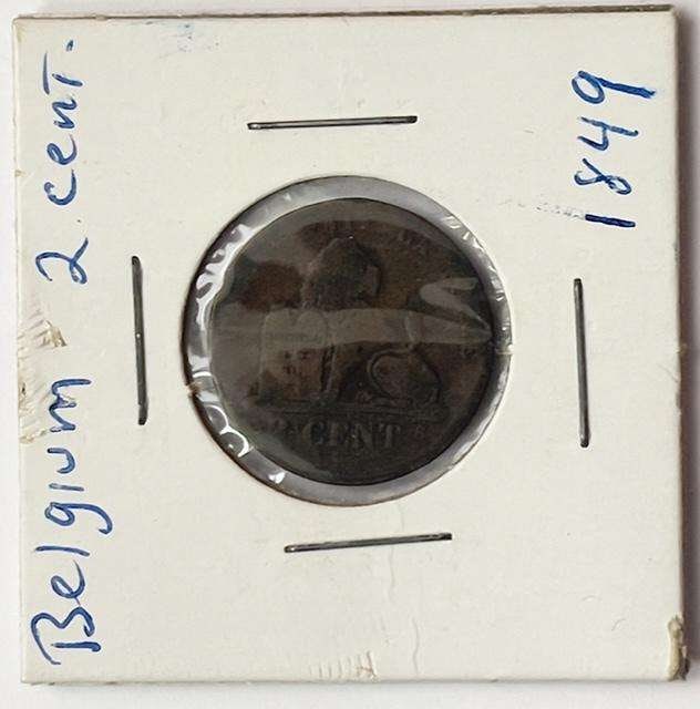 1849 Belgium 2 Centimes "AG": Winner shall receive the exact coin shown here. (SJ/B)