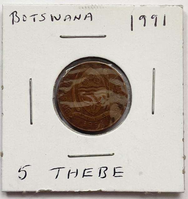 1991 Botswana 5 Thebe "VF": Winner shall receive the exact coin shown here. (SJ/B)