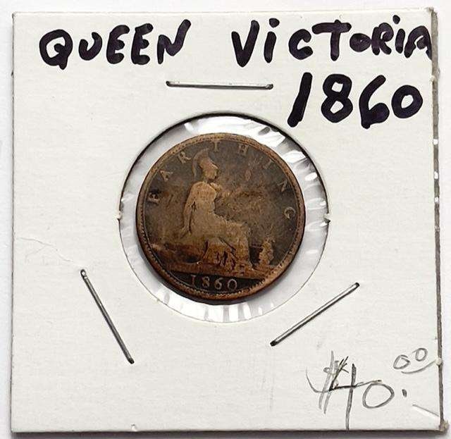 1860 Great Britain 1 Farthing Coin "VG" (1 of 2)