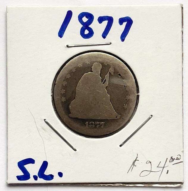 1877 Seated Liberty Silver Quarter "AG" (1 of 2)