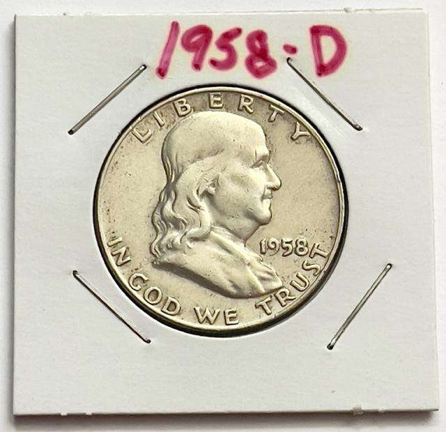 1958-D Franklin Silver Half Dollar (1 of 2)