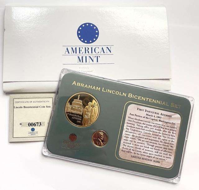 2010 American Mint Abraham Lincoln Bicentennial 24kt Gold Layered Proof Set (2-coins) (1 of 3)