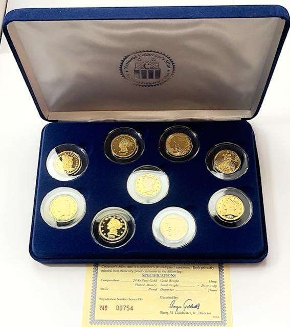 National Collector's Mint 24kt Gold Plated Proof Half Eagle Replica Tribute Set (9-coins) (1 of 4)