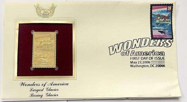 2006 Wonders of America Largest Glacier 22kt Gold Plated Stamp: Winner shall receive the exact item shown here. (SJ/B)
