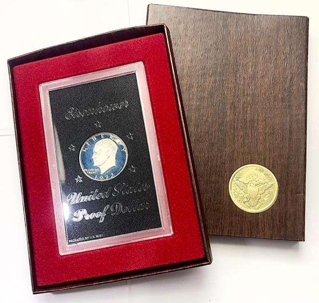 1972 Eisenhower Proof Silver Dollar in Brown Box (1 of 4)
