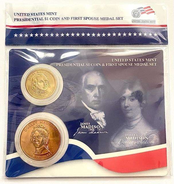 2007 U.S. Mint James Madison Presidential $1 Coin & First Spouse Medal Set (2-coins) (1 of 2)