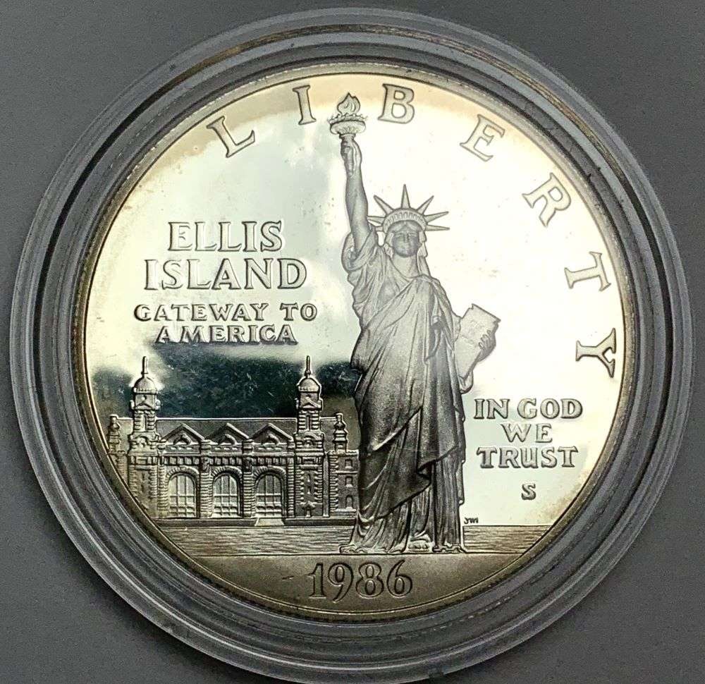 1986-S Ellis Island "Gateway To America" Proof Silver Dollar (1 of 2)
