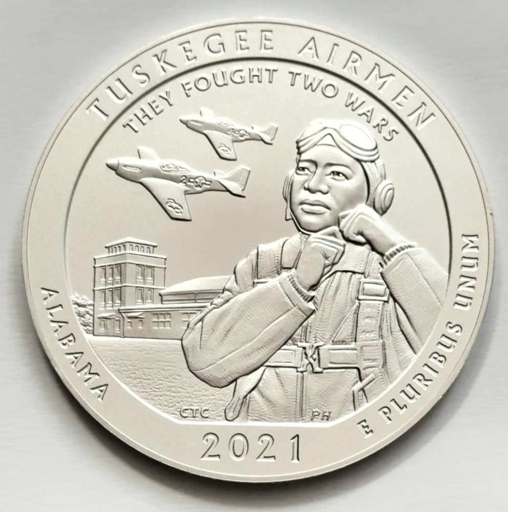 2021 Tuskegee Airmen National Park ATB 5 ozt .999 Silver: Winner shall receive the exact 5 oz round shown here. (SJ/ETR)