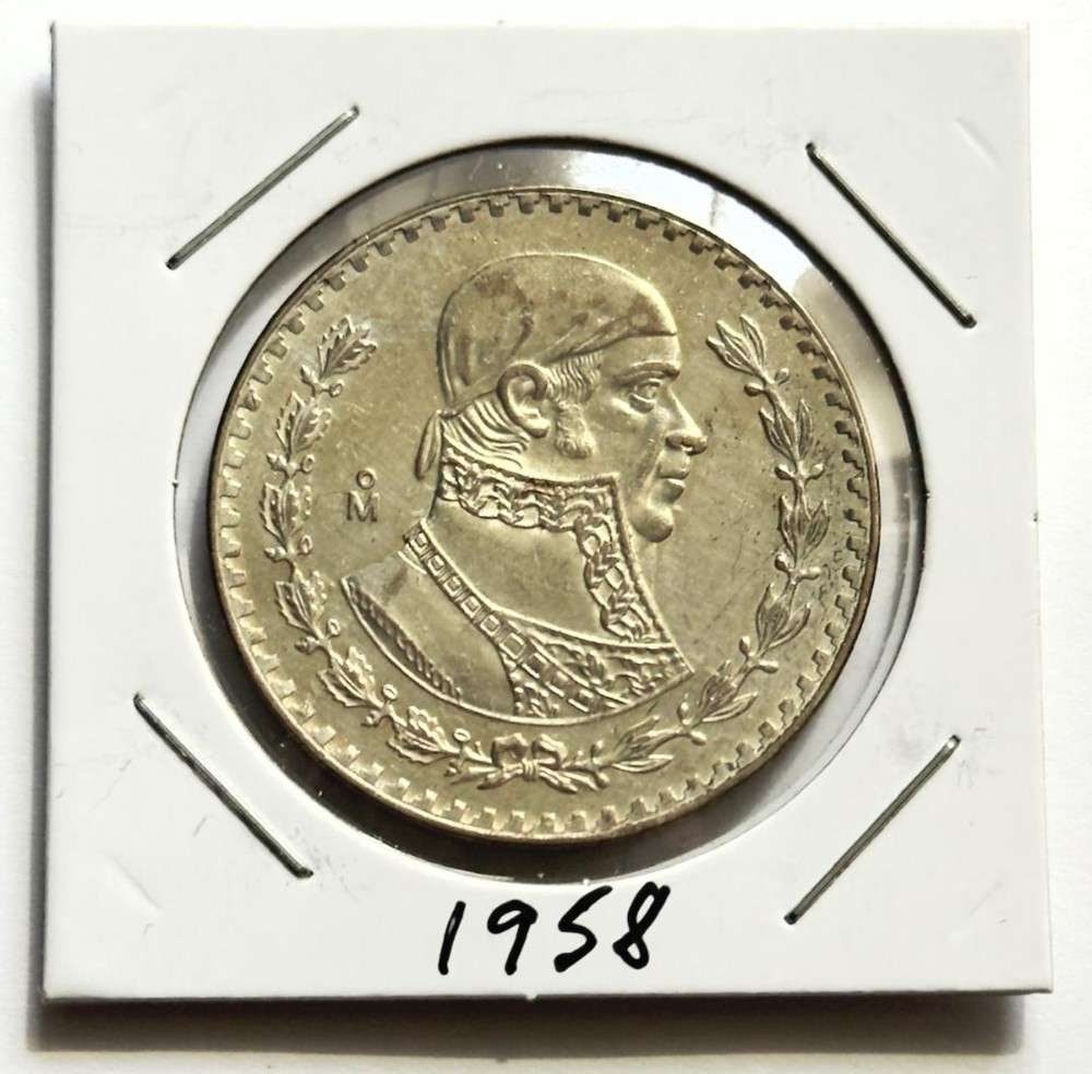 1958 Mexico 1 Peso BU .0514 ozt ASW .100 Silver (1 of 2)