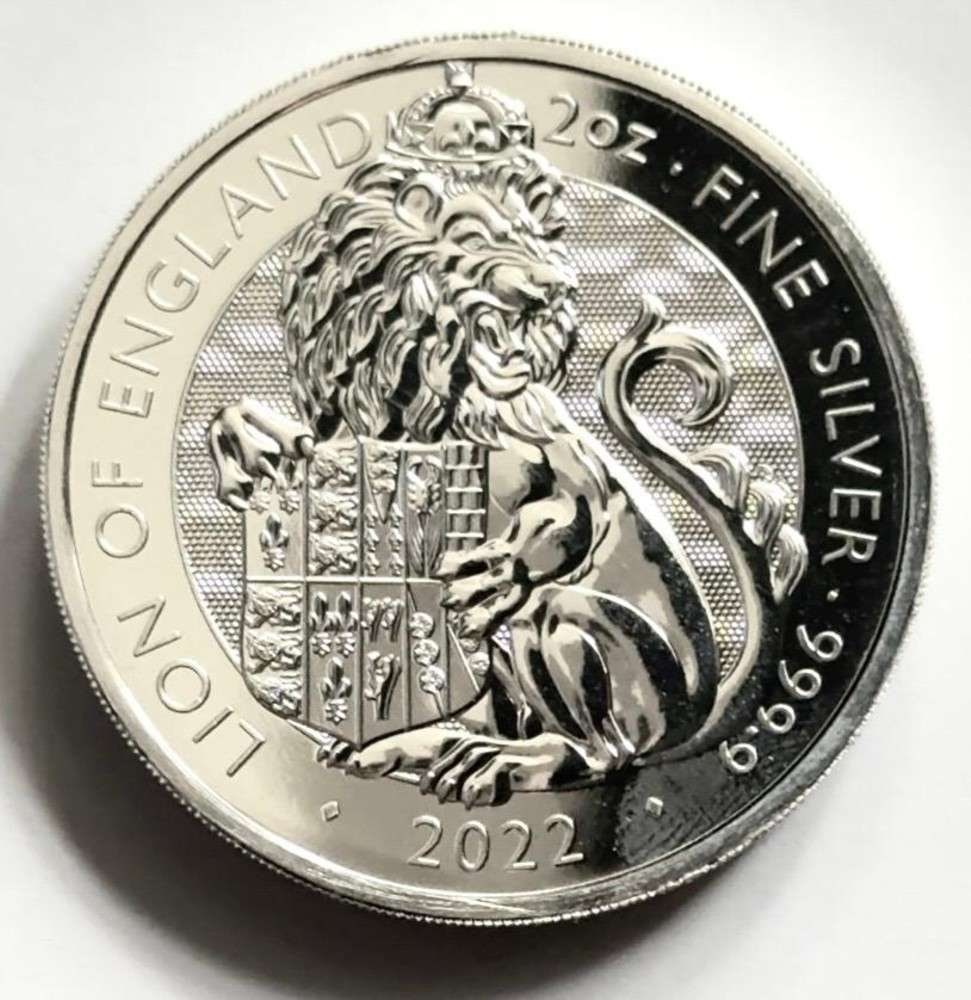 2022 British Royal Mint Tudor Beasts Lion of England 2 ozt .999 Silver (SJ/B) (1 of 3)