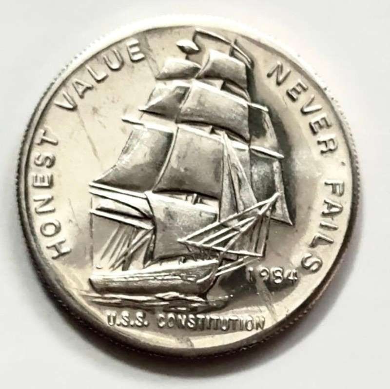 1984 U.S.S. Constitution "Honest Value Never Fails" 1 ozt .999 Silver (1 of 2)