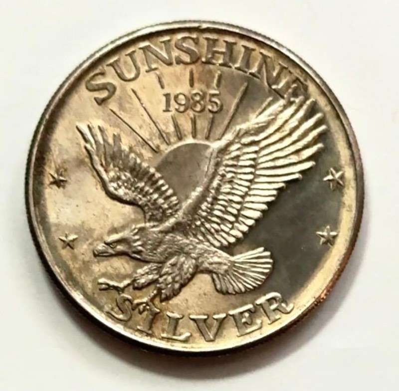 1985 Sunshine Mining Eagle 1 ozt .999 Silver (1 of 2)