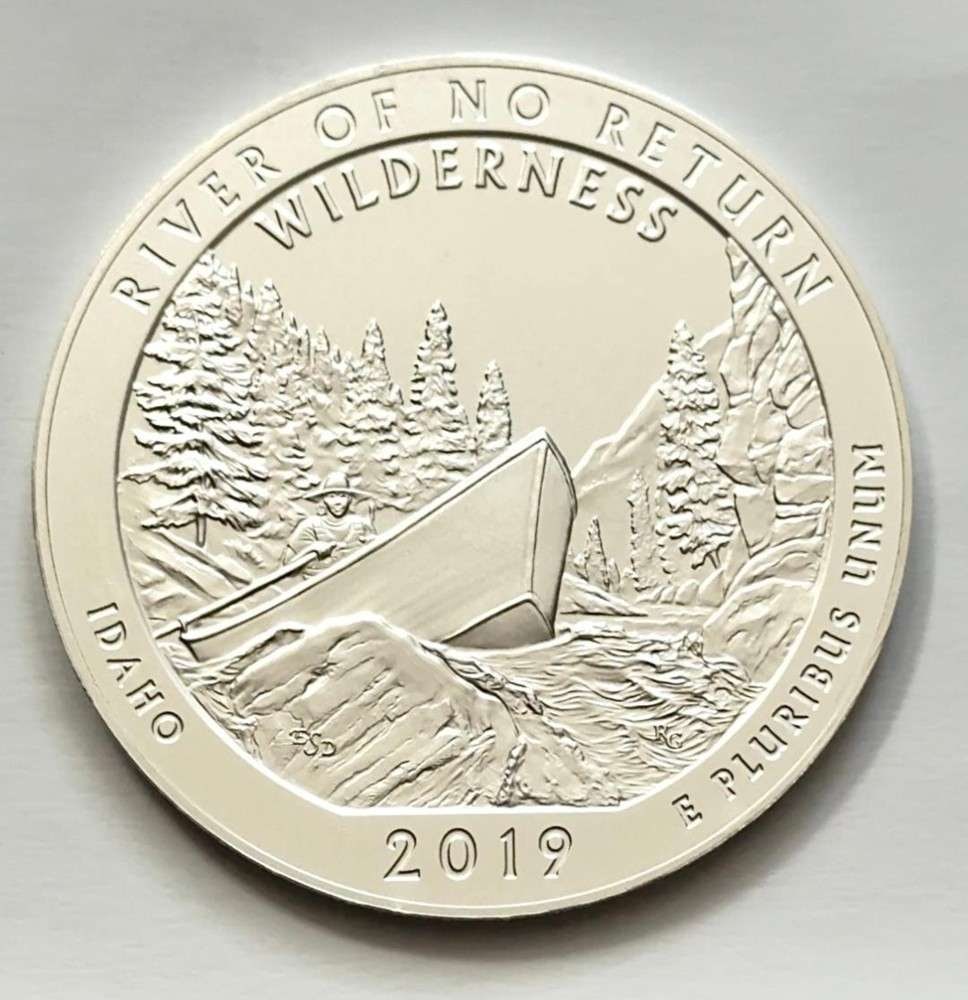 2019 Idaho River of No Return National Park ATB 5 ozt .999 Silver: Winner shall receive the exact 5 oz round shown here. (SJ/ETR)