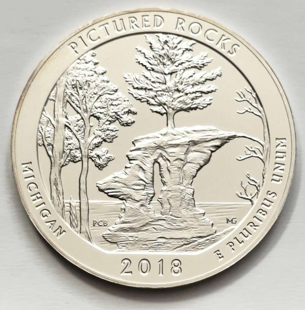 2018 Michigan Pictured Rocks National Park ATB 5 ozt .999 Silver: Winner shall receive the exact 5 oz round shown here. (SJ/ETR)
