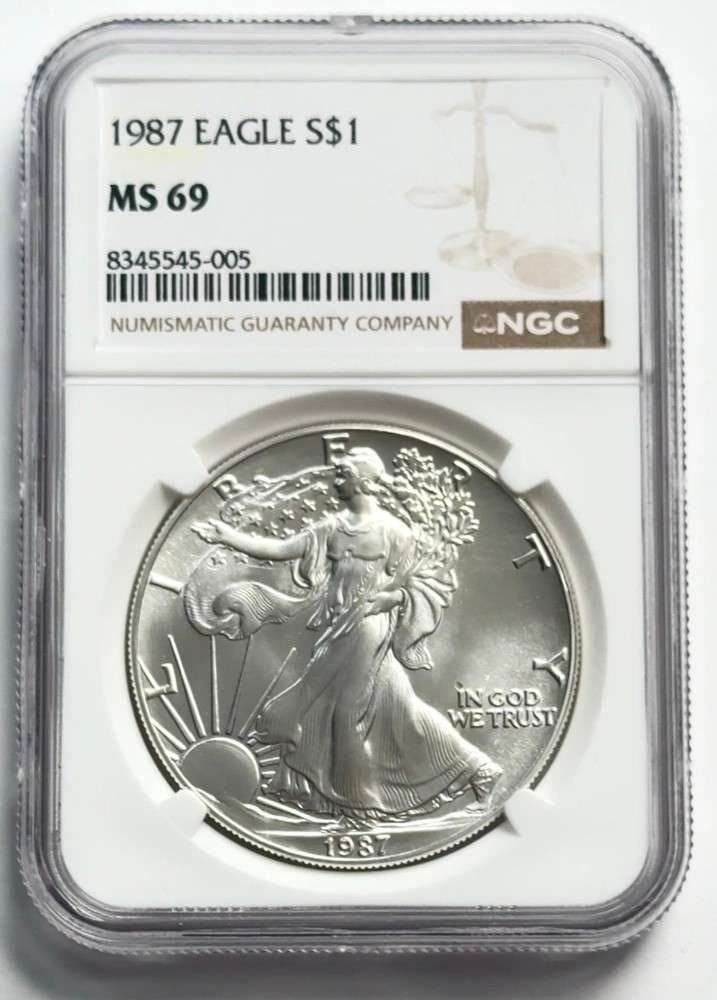 1987 American Silver Eagle NGC MS69 (1 of 4)