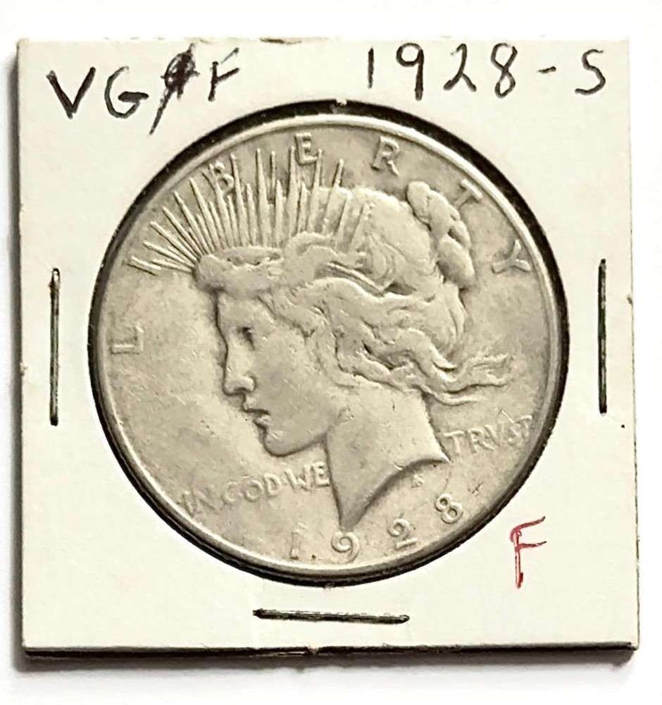 1928-S Peace Silver Dollar VG (1 of 2)